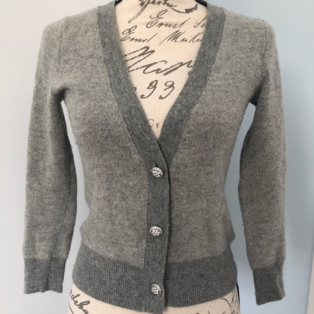 Cashmere cardigan with rhinestone buttons